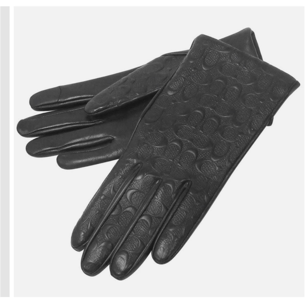 COACH Signature Leather Tech Gloves - Picture 2 of 16